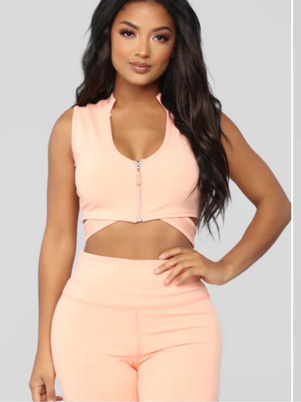 NEW Fashion Nova Coral Zip Front Active Crop Top - M